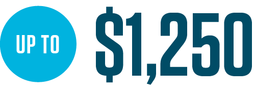 Up to $1,250